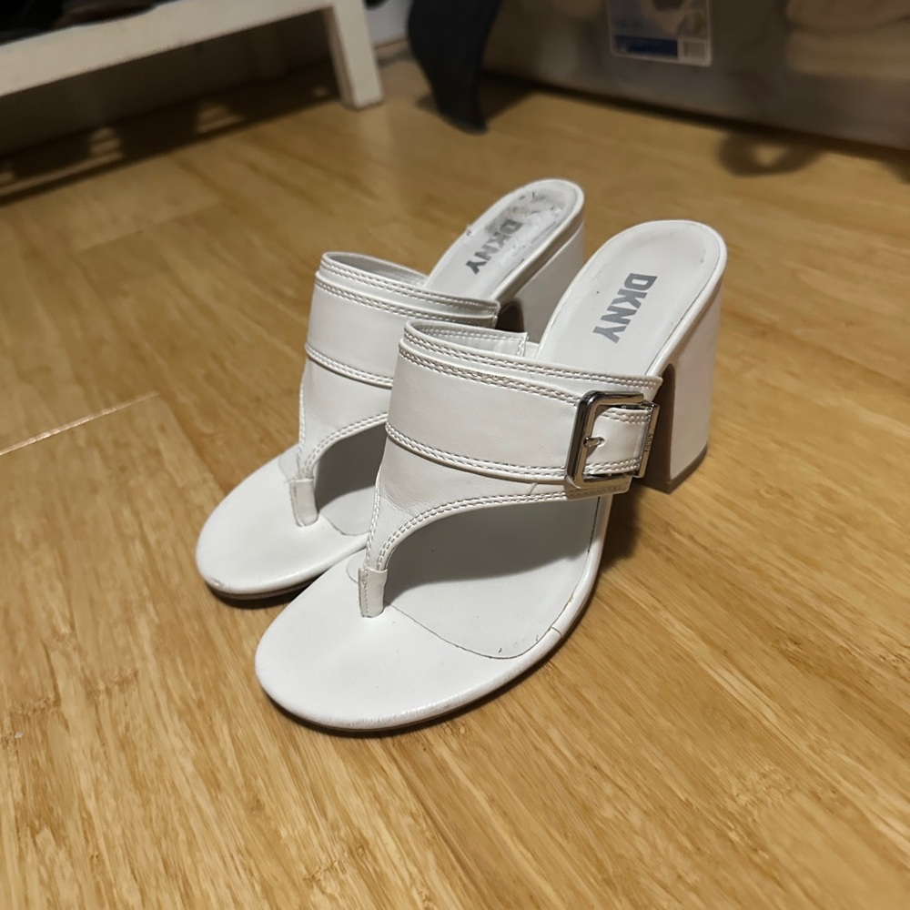 Dkny White Block Heel Heels